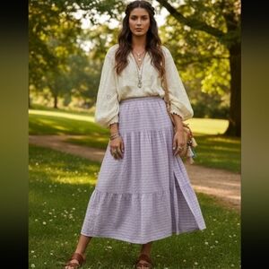 Lilac Linen Blend Maxi Skirt Size S